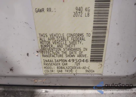 2013 Nissan Altima 2.5/S/Sv/Sl from USA, damaged, VIN 1N4AL3AP9DN495046